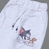 GREY & NAVY BLUE "TOM & JERRY FACE" PRINTED TERRY FABRIC WINTER SUIT