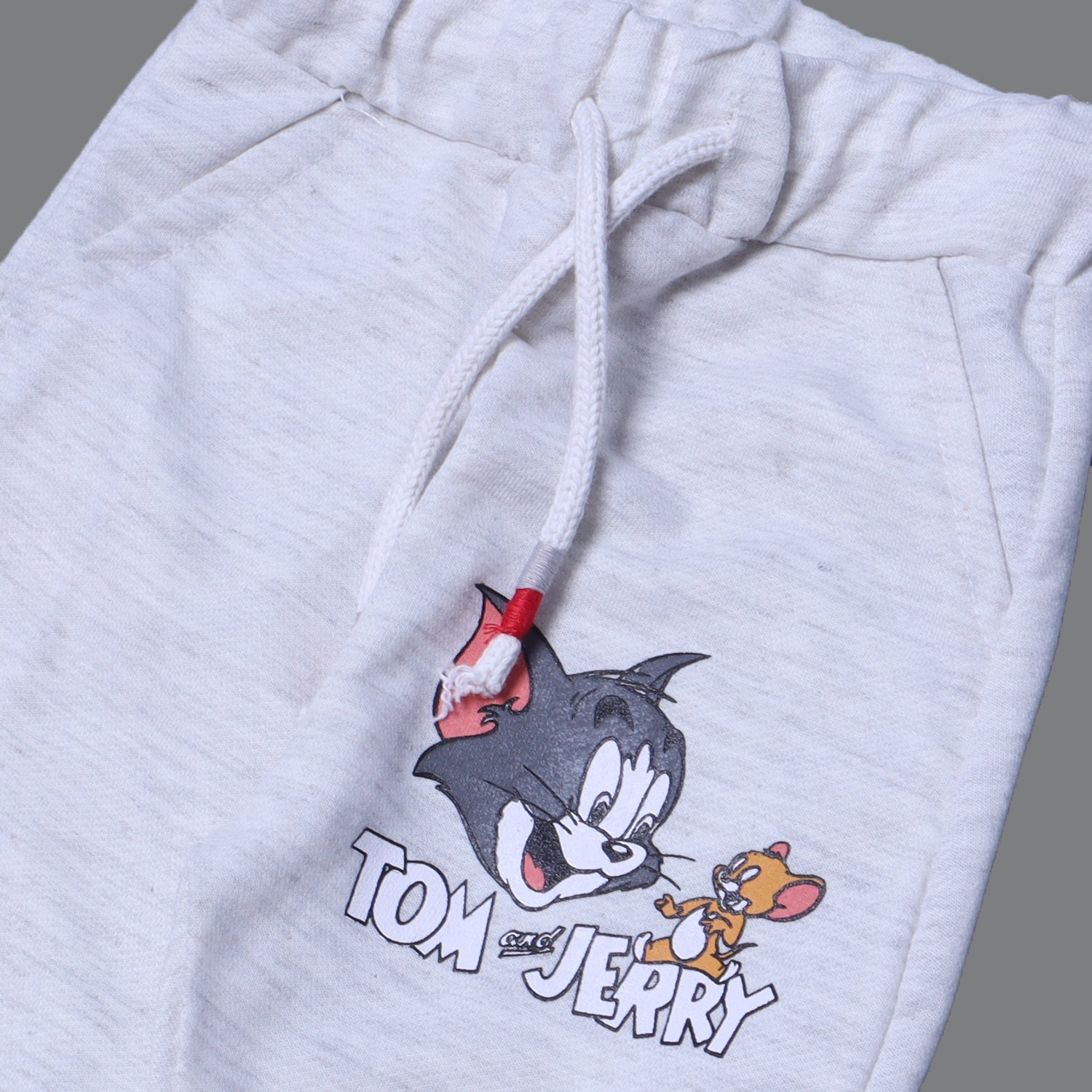 GREY & RED "TOM & JERRY FACE" PRINTED TERRY FABRIC WINTER SUIT