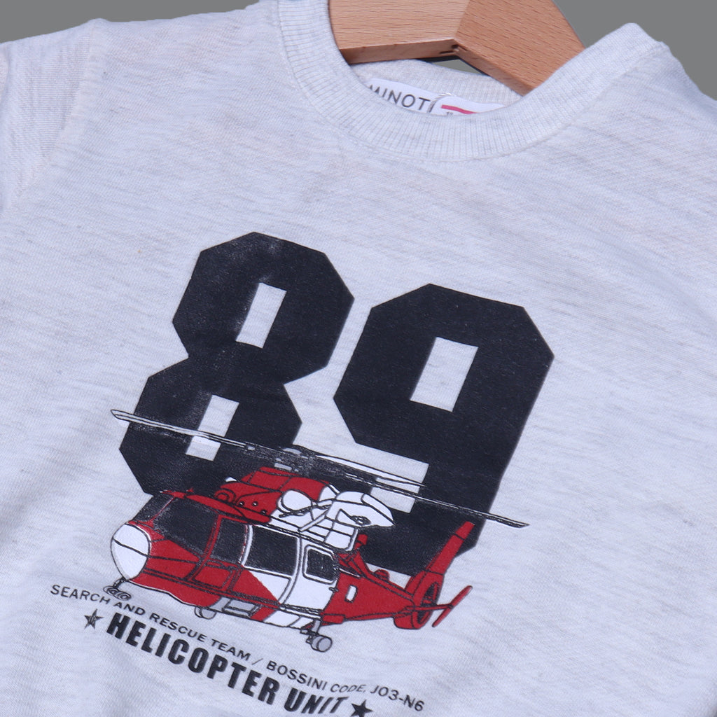 ASH GREY "89 HELICOPTER" PRINTED TERRY FABRIC SWEATSHIRT
