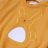 MUSTARD "RABBIT WITH BUTTONS" PRINTED TERRY FABRIC SWEATSHIRT