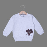 ASH WHITE SPOTS "FOX FACE POCKET" PRINTED FLEECE FABRIC SWEATSHIRT