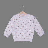 CREAM ALL OVER "FOX" PRINTED FLEECE FABRIC SWEATSHIRT