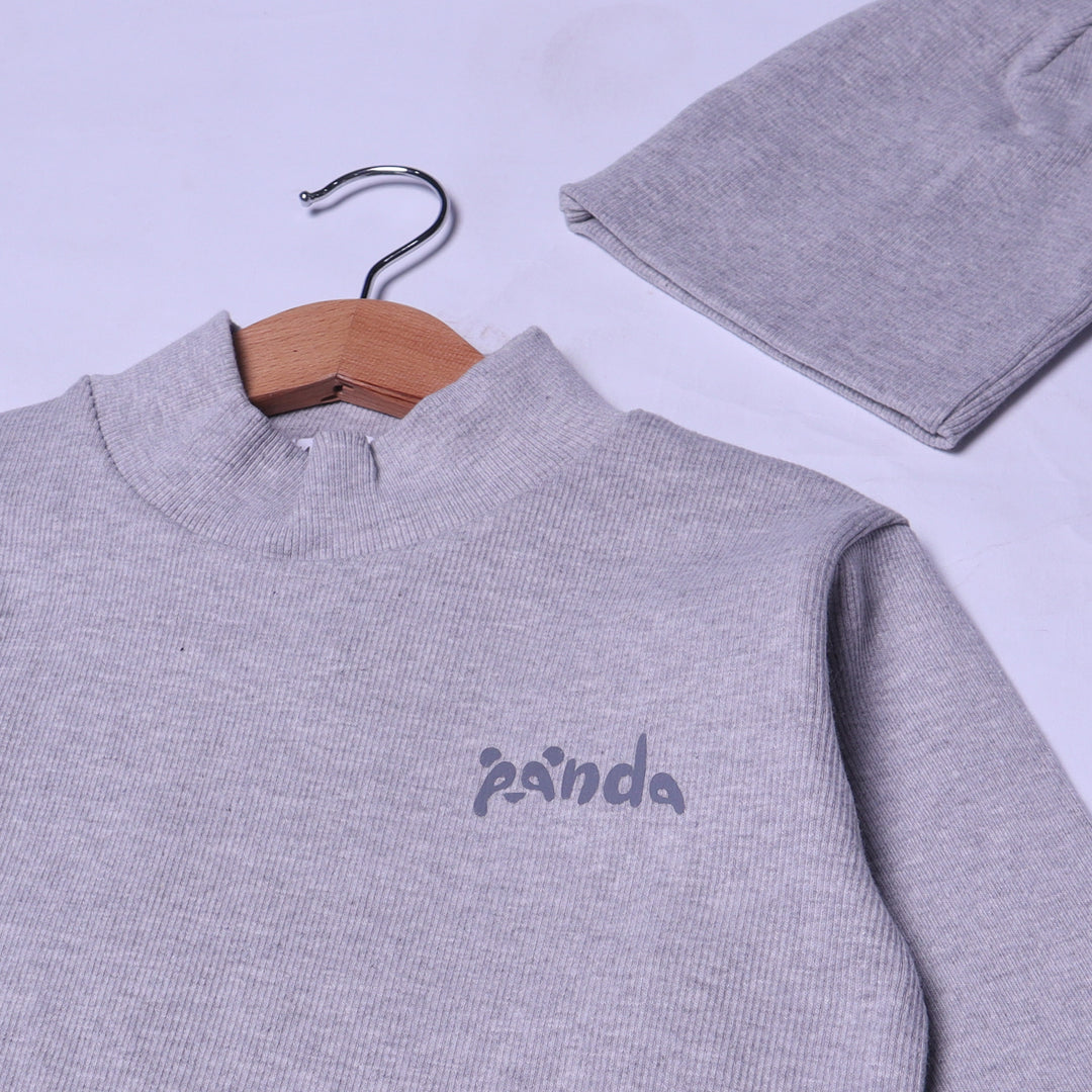 HAZEL GREY PANDA PRINTED RIBBED FABRIC WINTERS SUIT