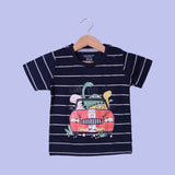 NAVY BLUE WITH GREY SHORTS "DINO ROAD TRIP" PRINTED BABA SUIT