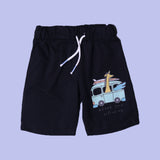 BLUE WITH BLACK SHORTS "NEVER STOP EXPLORING" PRINTED BABA SUIT
