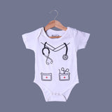 WHITE STHETHOSCOPE PRINTED ROMPER FOR SUMMERS