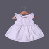CREAM LEAVES PRINTED FRIL SLEEVES COTTON FABRIC FROCK FOR GIRLS