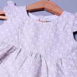 Load image into Gallery viewer, CREAM LEAVES PRINTED FRIL SLEEVES COTTON FABRIC FROCK FOR GIRLS
