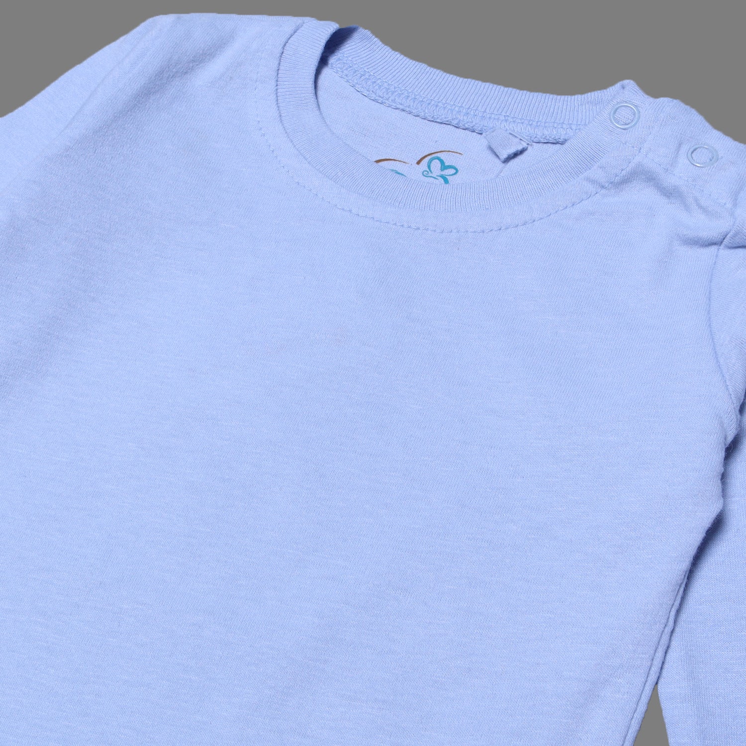 SKY BLUE PLAIN FULL SLEEVES HALF BODY ROMPER Secondary image