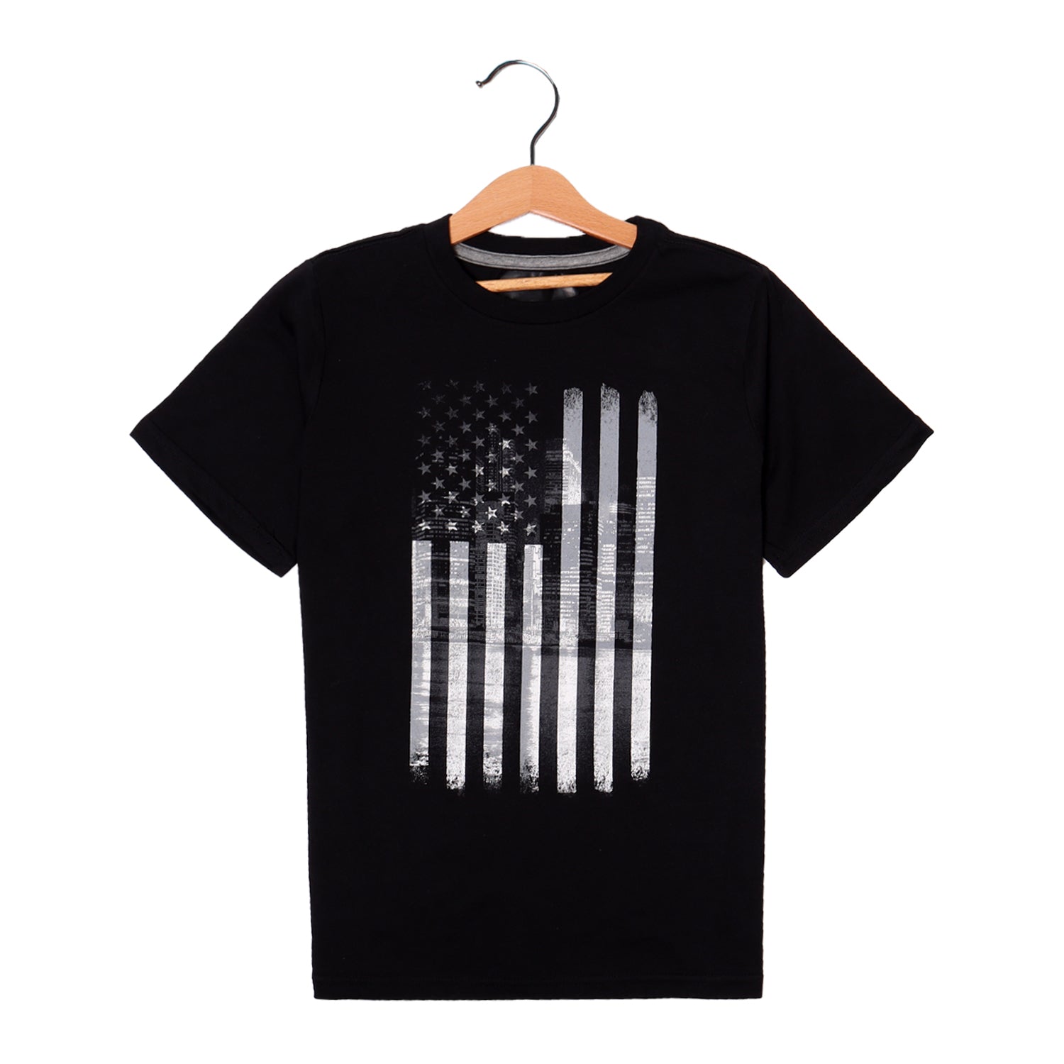 NEW BLACK AMERICAN FLAG PRINTED HALF SLEEVES T-SHIRT Secondary image