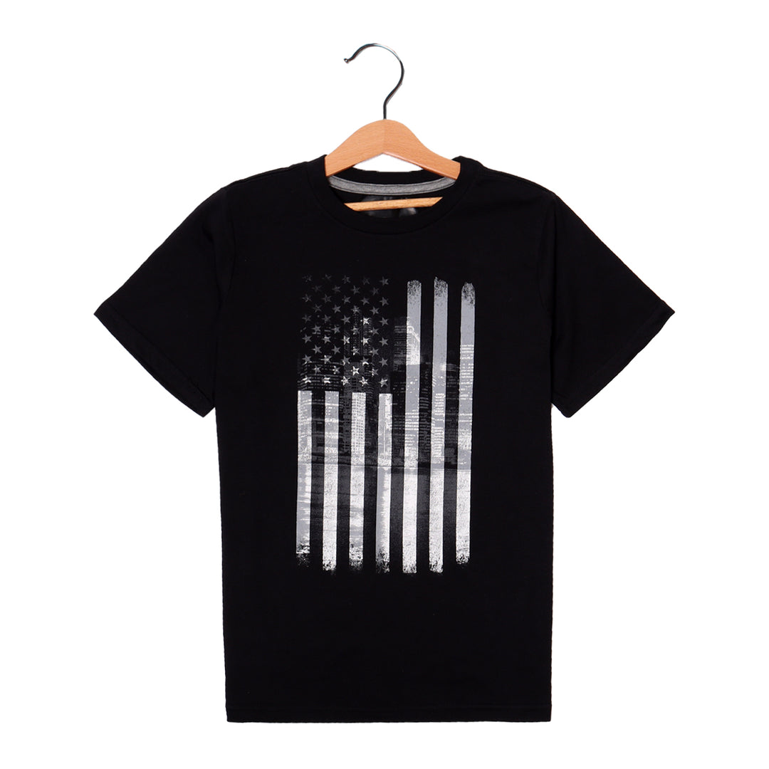 NEW BLACK AMERICAN FLAG PRINTED HALF SLEEVES T-SHIRT