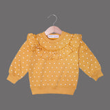 MUSTARD FRIL SWEATSHIRT & TROUSER "POLKA DOTS" PRINTED TERRY FABRIC WINTER SUIT