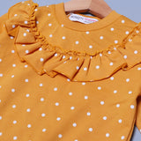 MUSTARD FRIL SWEATSHIRT & TROUSER "POLKA DOTS" PRINTED TERRY FABRIC WINTER SUIT