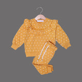 MUSTARD FRIL SWEATSHIRT & TROUSER "POLKA DOTS" PRINTED TERRY FABRIC WINTER SUIT