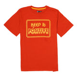 DARK ORANGE KEEP IT POSITIVE PRINTED HALF SLEEVES T-SHIRT