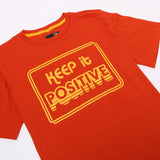 DARK ORANGE KEEP IT POSITIVE PRINTED HALF SLEEVES T-SHIRT