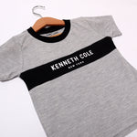 Load image into Gallery viewer, NEW GREY WITH BLACK KENNETH COLE PRINTED HALF SLEEVES T-SHIRT
