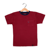 NEW MAROON WITH BLUE NECK DESIGN PRINTED HALF SLEEVES T-SHIRT