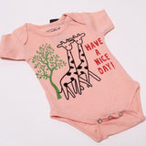 NEW PEACH GIRAFFE HAVE A NICE DAY PRINTED ROMPER