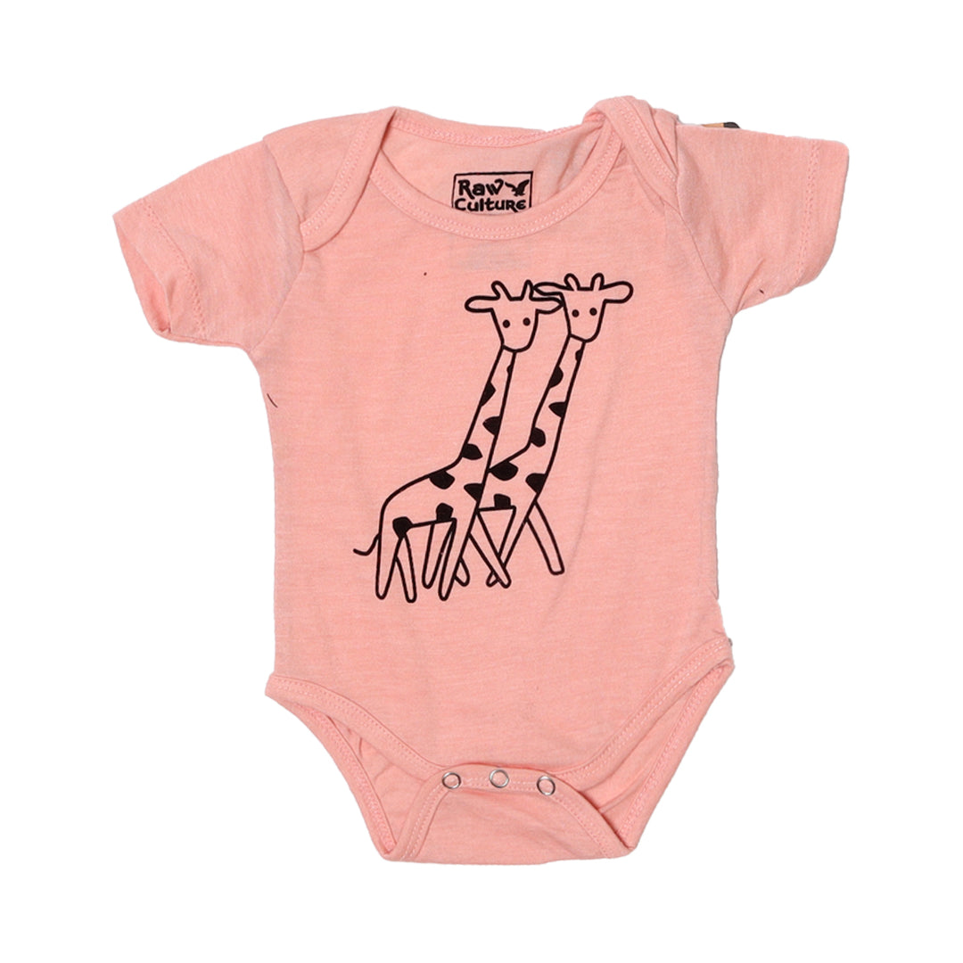 NEW PEACH GIRAFFES PRINTED ROMPER