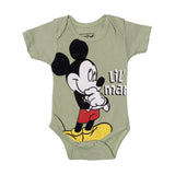 NEW LIGHT GREEN MICKEY LIL' MAN PRINTED ROMPER