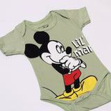 NEW LIGHT GREEN MICKEY LIL' MAN PRINTED ROMPER