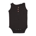 Load image into Gallery viewer, NEW DULL BLACK SLEEVE LESS WITH BUTTONS ROMPER
