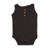 NEW DULL BLACK SLEEVE LESS WITH BUTTONS ROMPER