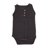 NEW CHARCOAL GREY SLEEVE LESS WITH BUTTONS ROMPER