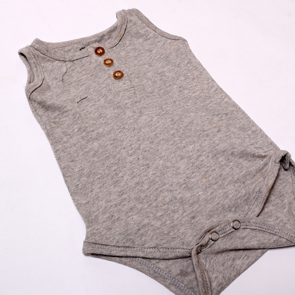 NEW GREY SLEEVES LESS WITH BUTTONS ROMPER