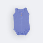 Load image into Gallery viewer, NEW BLUE PLAIN SLEEVES LESS WITH BUTTONS ROMPER
