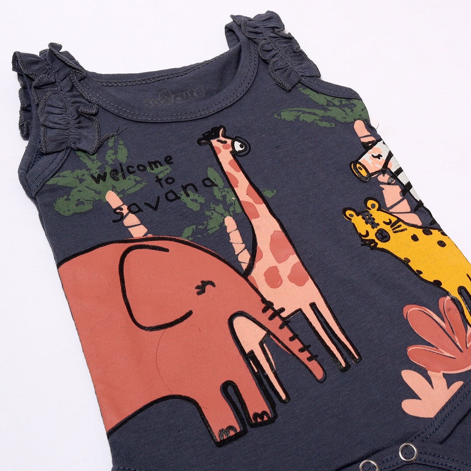 NEW TEAL BLUE WELCOME TO SAVANA PRINTED ROMPER Secondary image