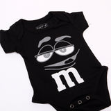 NEW BLACK M FACE PRINTED ROMPER