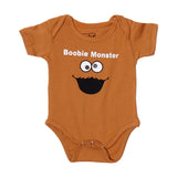NEW BROWN BOOBIE MONSTER PRINTED ROMPER