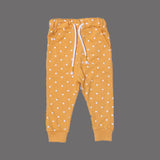 MUSTARD FRIL SWEATSHIRT & TROUSER "HEARTS" PRINTED TERRY FABRIC WINTER SUIT