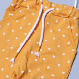 MUSTARD FRIL SWEATSHIRT & TROUSER "HEARTS" PRINTED TERRY FABRIC WINTER SUIT