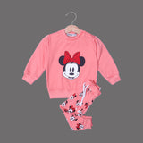 DARK PEACH "MINNIE MOUSE FACE" PRINTED TERRY FABRIC WINTER SUIT