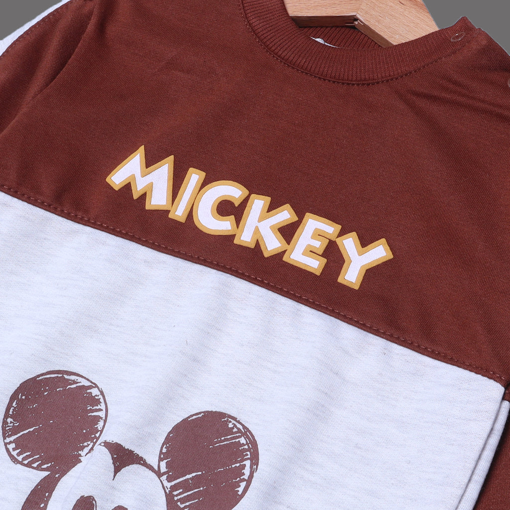 BROWN & GREY "MICKEY" PRINTED TERRY FABRIC WINTER SUIT