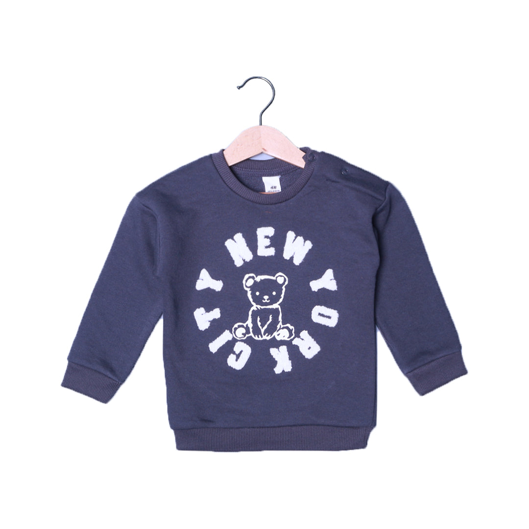GREY "BEAR NEW YORK CITY" PRINT TERRY FABRIC SWEATSHIRT