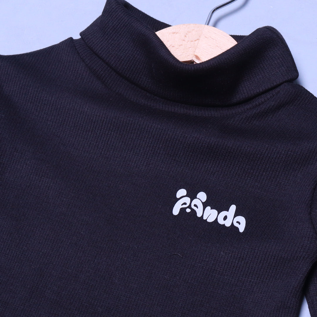 BLACK PANDA PRINT HIGH NECK FULL SLEEVES FOR WINTERS