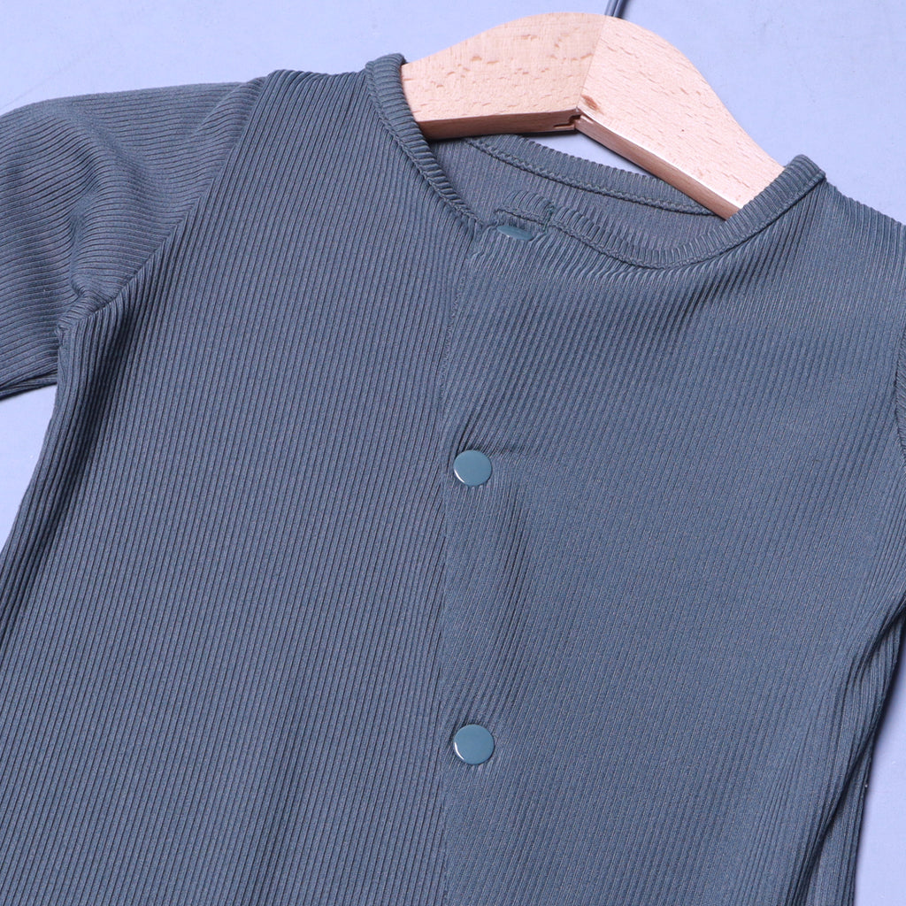 GREEN PANDA RIBBED FABRIC POWER STRETCH FULL BODY FULL SLEEVES ROMPER