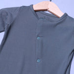 Load image into Gallery viewer, GREEN PLAIN RIBBED FABRIC POWER STRETCH FULL BODY FULL SLEEVES ROMPER
