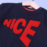 BLACK "NICE" PRINT TERRY FABRIC SWEATSHIRT