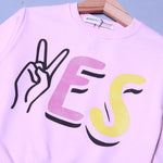 Load image into Gallery viewer, BABY PINK YES PRINT TERRY FABRIC SWEATSHIRT
