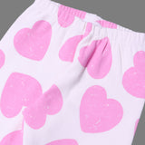 WHITE WITH PINK HEARTS PRINTED RIBBED FABRIC PAJAMA TROUSER