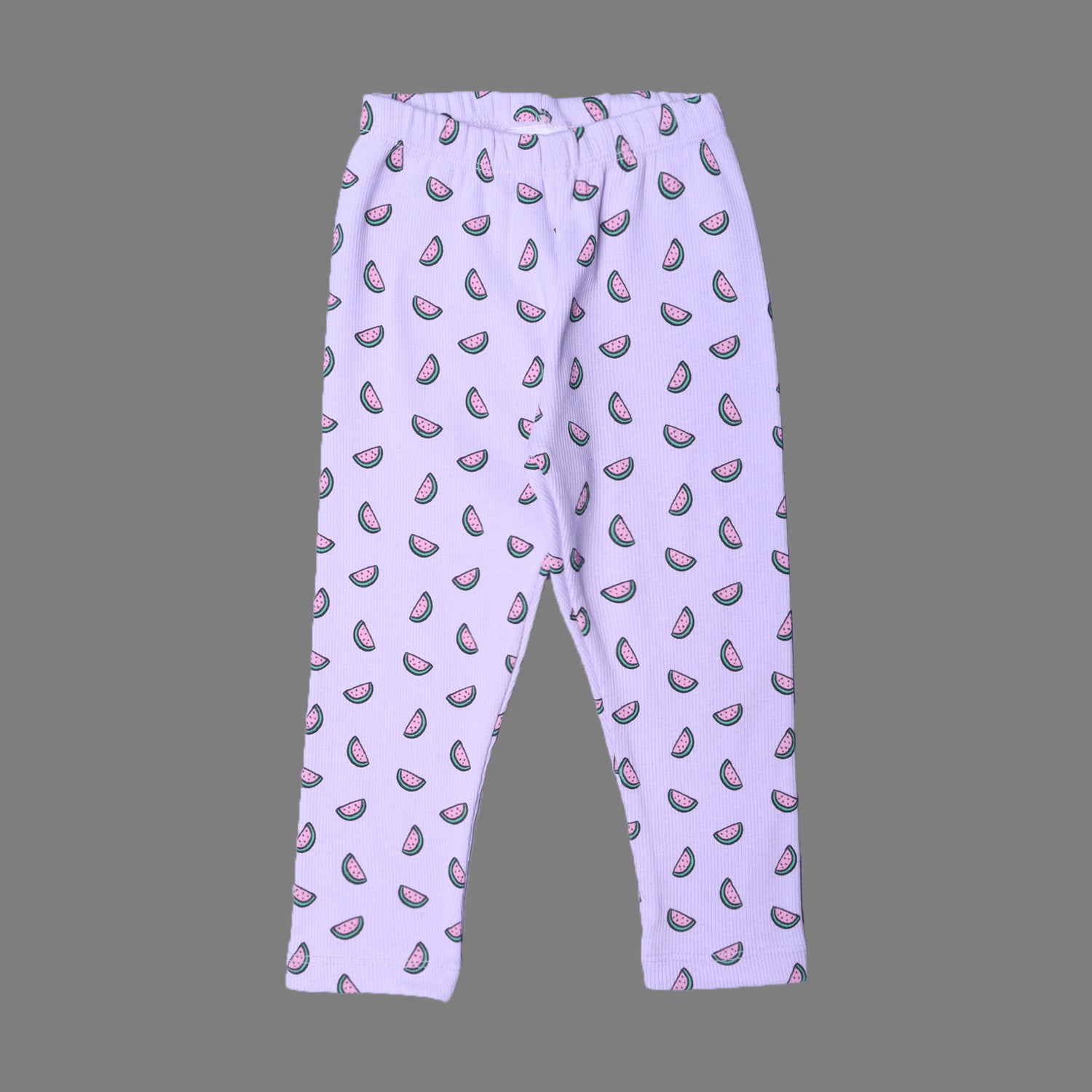 PURPLE WITH WATERMELON PRINTED RIBBED FABRIC PAJAMA TROUSER Main image