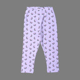PURPLE WITH WATERMELON PRINTED RIBBED FABRIC PAJAMA TROUSER