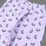 PURPLE WITH WATERMELON PRINTED RIBBED FABRIC PAJAMA TROUSER