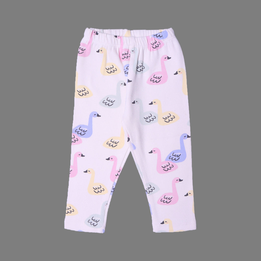 WHITE DUCKS PRINTED RIBBED FABRIC PAJAMA TROUSER