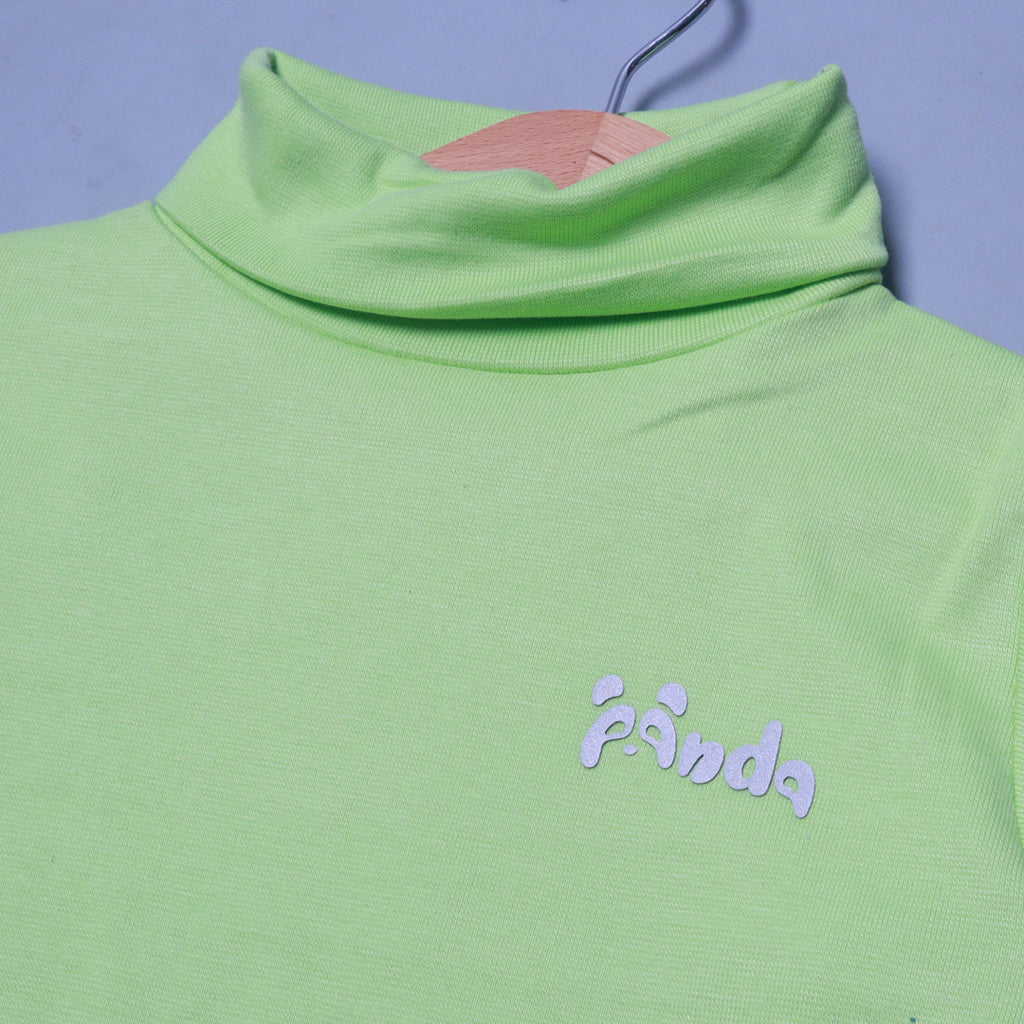 LIGHT GREEN PANDA PRINT HIGH NECK FULL SLEEVES FOR WINTERS